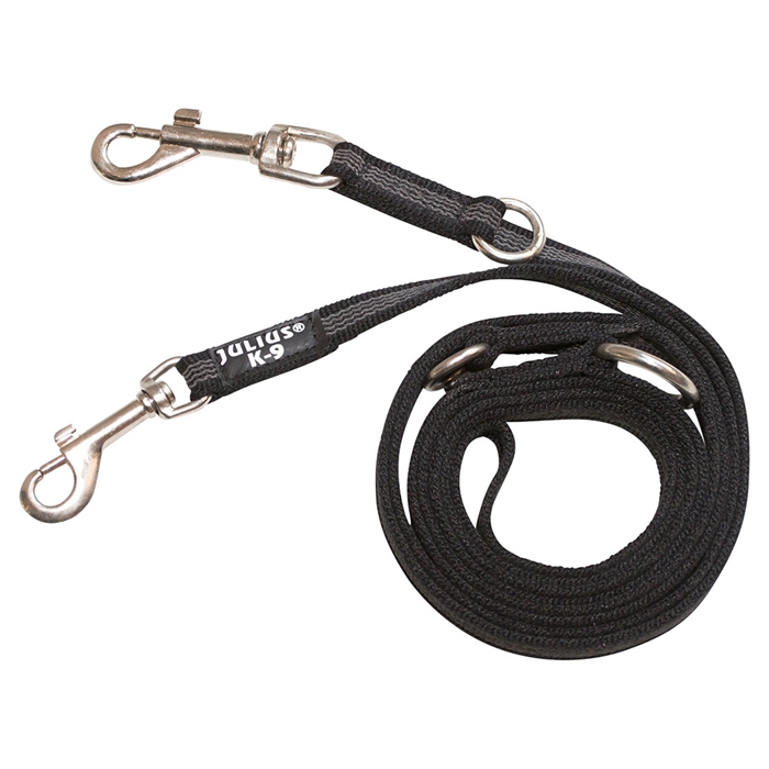 Julius K9 Super Grip Hundkoppel MED handtag Svart & Grå 2,2 Meter 14mm