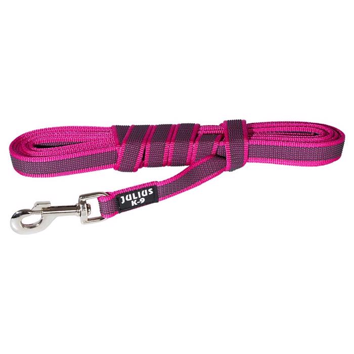 Julius K9 Super Grip Hundkoppel MED Handtag Rosa & Grå 3 Meter 20mm