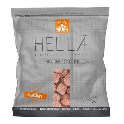 MUSH Barf Fryst Råfoder Hellä Single Protein Nöt 3 Kg