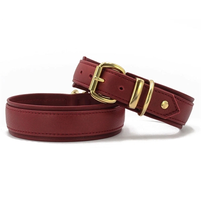 Läder Halsband Modell Classic Soft Burgundy