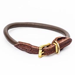 Timely Runt Läder Hundhalsband Design Paris Mörkbrun