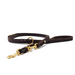Handsytt CLASSIC Hundkoppel i Mjukt Läder Brunguld 200cm