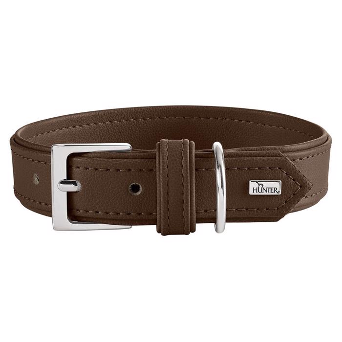 Hunter Amalfi Konstläder Halsband För Hunden Mörkbrun