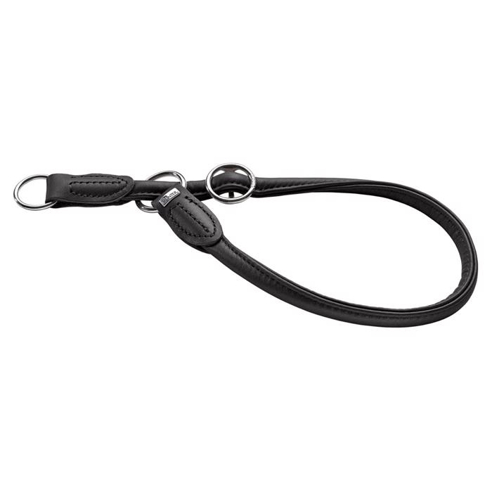 Hunter Round & Soft Rundläder Halsband med Halvstryp Svart