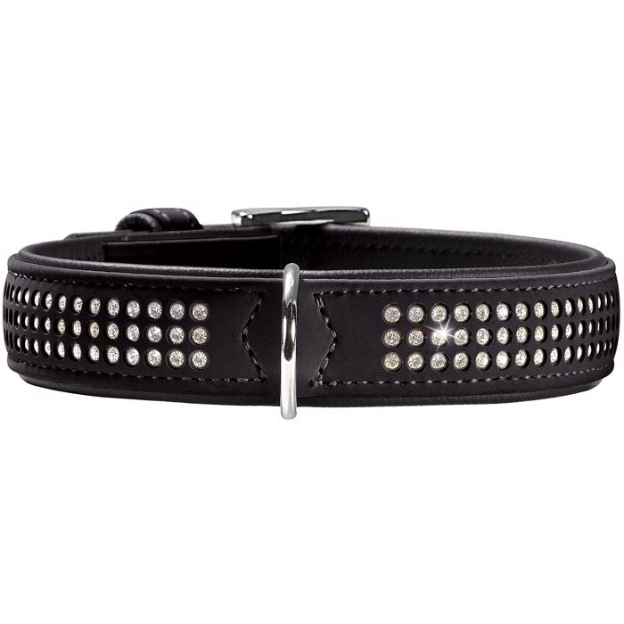 Hunter Softie Triluxe designerhalsband med 3 rader stenar SVART