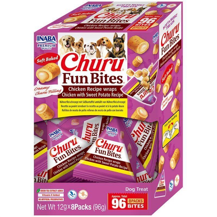 Inaba Churu Fun Bites Läcker Mjuk Hundgodis Kyckling & Sötpotatis 96g