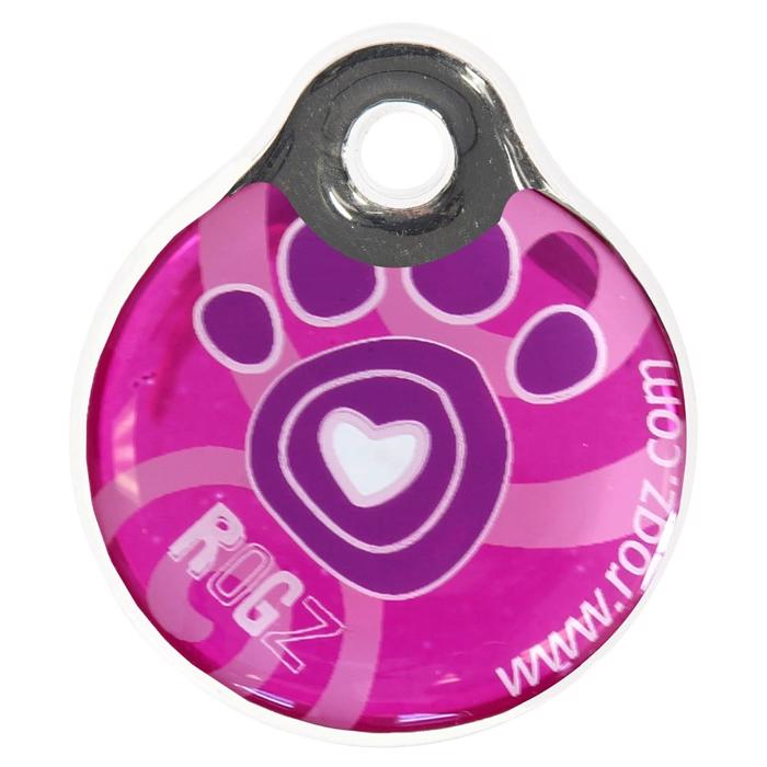 Rogz ID Tags Hundtecken För Halsbandet Design Large Pink Paw