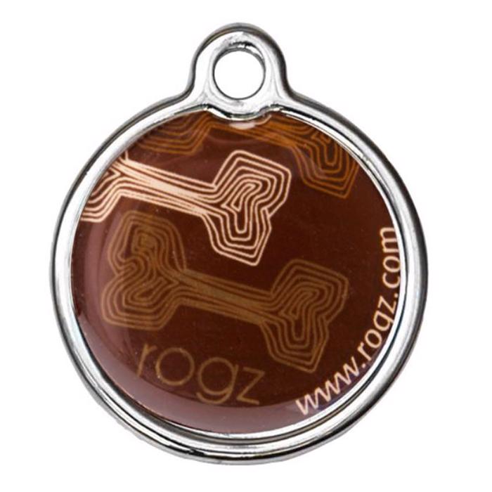 Rogz ID Tags Hundbricka För Halsbandet Design Small Mocha Bone
