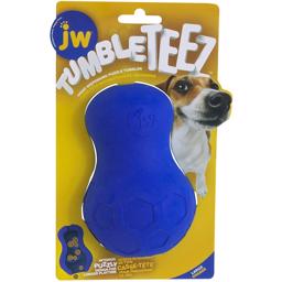 JW Tumble TeeZ Treat Toy Blue Godbids Dispenser för aktivering stor