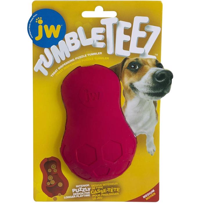 JW Tumble TeeZ Treat Toy Red Godbids Dispenser för aktiveringsmedium