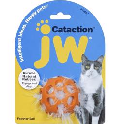 JW Cats Ball med fjädrar Roliga gummileksaker för din fröken