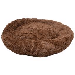 Cream Donut Relax Fleece Dog Bed Fluffy Brown 90cm