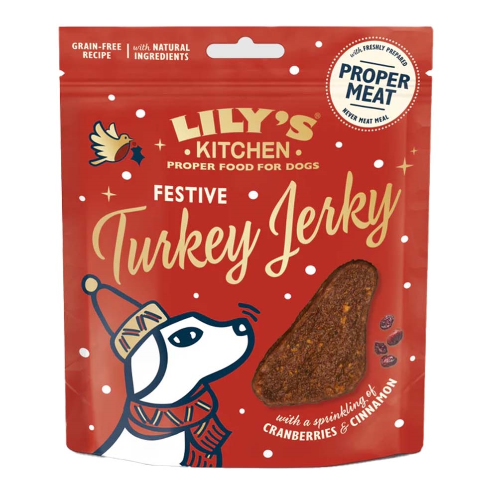 Lily\'s Kitchen Festive Turkey Jerky Hund Julgodis 70g