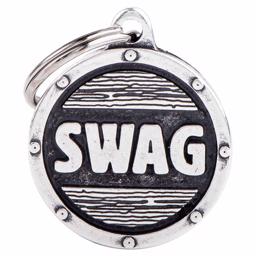 My Family Dog Tag Bronx Silver Circle med texten SWAG