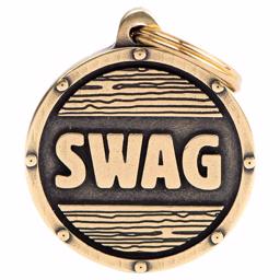 My Family Hundbricka Bronx Bronsfärgad Cirkel med Texten SWAG