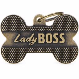 My Family Dog Tag Bronx Bronsfärgat ben med texten Lady Boss