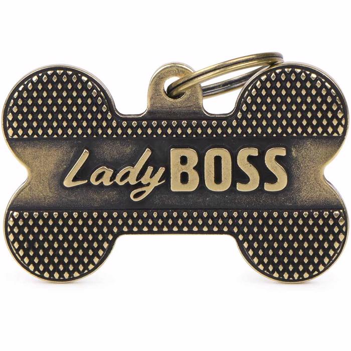 My Family Dog Tag Bronx Bronsfärgat ben med texten Lady Boss