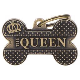 My Family Dog Tag Bronx Bronsfärgat ben med texten The Queen