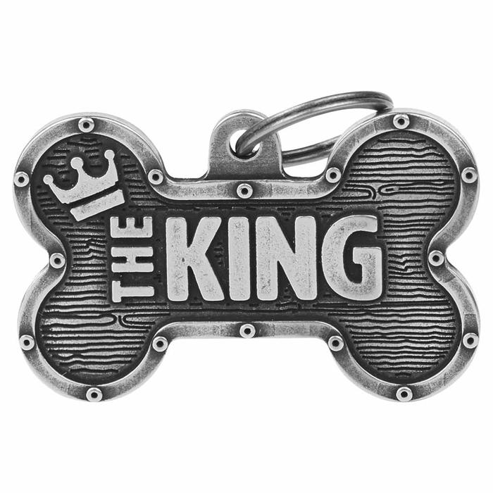 My Family Dog Tag Bronx Silver Leg med The King Text