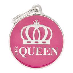 Min familj charmar rosa hundkaraktär med texten Drottningen