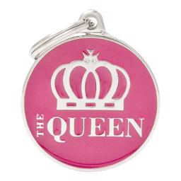My Family Charms Pink Hundbricka Med Texten The Queen