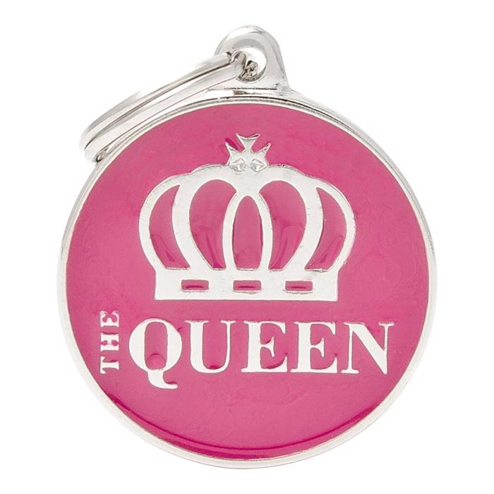 My Family Charms Pink Hundbricka Med Texten The Queen