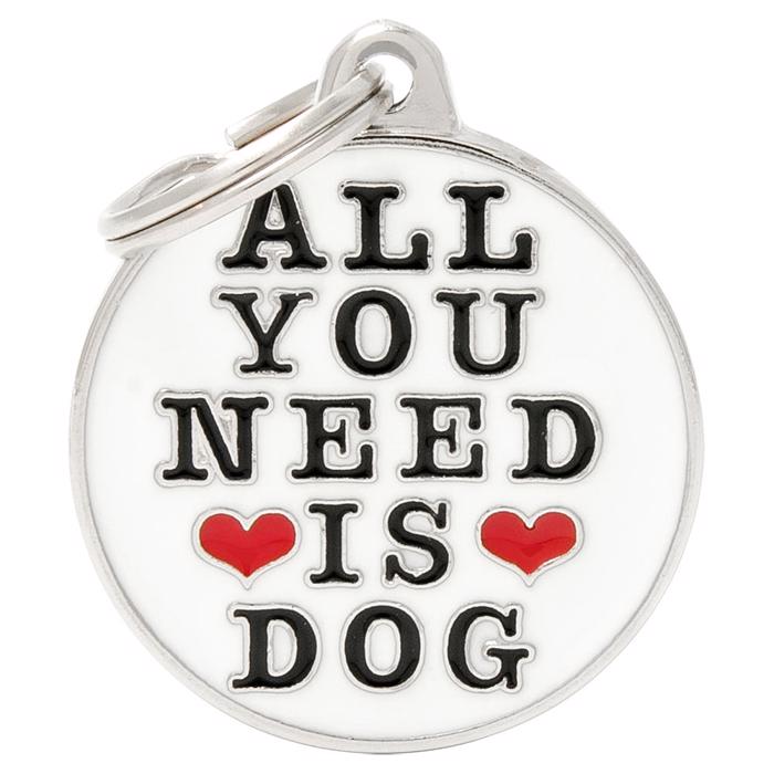 My Family Dog Sign Charms White Circle Allt du behöver är hund