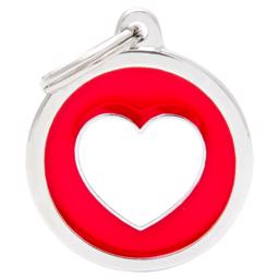 My Family Dog Sign charms röd cirkel med vitt hjärta