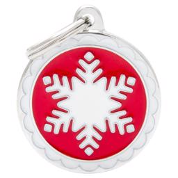 My Family Dog Sign Charms Circle Red with White Snowflake
