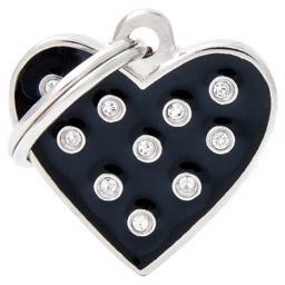 My Family Dog Tag Chic Black Heart med 10 vita stenar