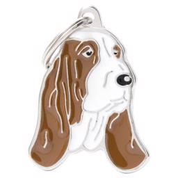 My Family Dog Tag med ljusbrun & vit Basset Hound