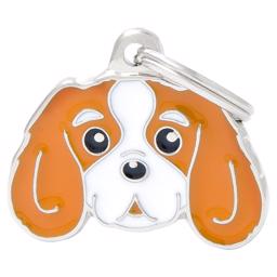 My Family Dog Tag Med Cavalier King Charles Spaniel ORANGE & VITT