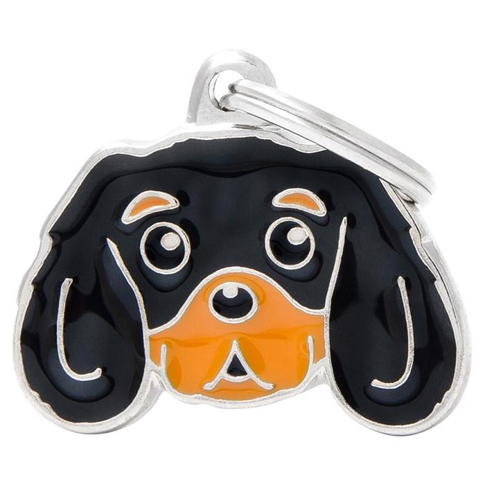 My Family Dog Tag Med Cavalier King Charles Spaniel SVART & ORANGE