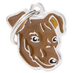 My Family Dog Tag med tysk pinscher i brunt