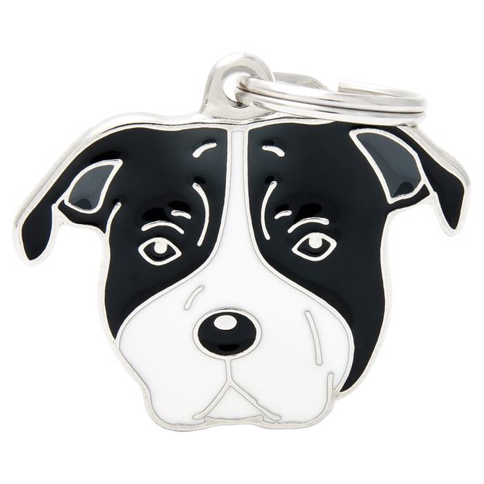 My Family Hundbricka Med Svart/Vit Staffordshire Bullterrier