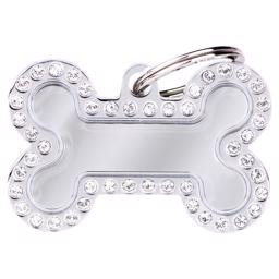 My Family Dog Tag Glam Silver Köttben med Silver Stone Edge
