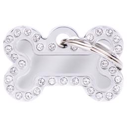 My Family Dog Tag Glam Silver Köttben med Silver Stone Edge