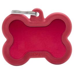 My Family Dog Tag Silent & Strong Red Meat Bone w. Röd gummikant