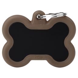 My Family Dog Sign Tysta och starka svarta köttben med brun gummikant