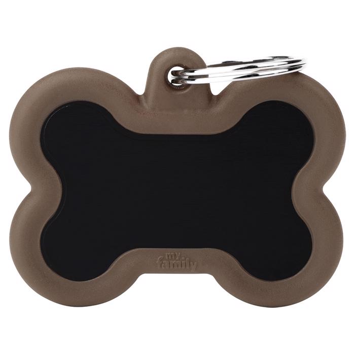 My Family Dog Sign Tysta och starka svarta köttben med brun gummikant
