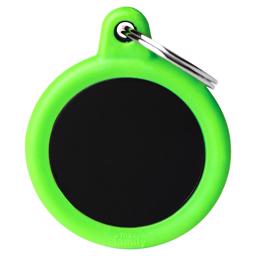 My Family Dog Sign Silent & Strong Circle i svart med grön gummikant