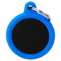 My Family Dog Sign Silent & Strong Circle i svart med blå gummikant