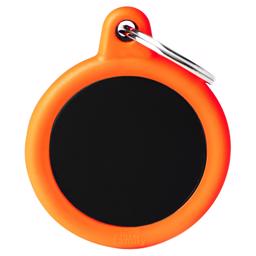 My Family Dog Sign Silent & Strong Circle i svart med orange gummikant