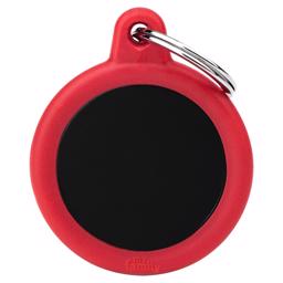 My Family Dog Sign Silent & Strong Circle i svart med röd gummikant