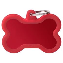 My Family Dog Tag Silent & Strong Red Meat Bone w. Röd gummikant