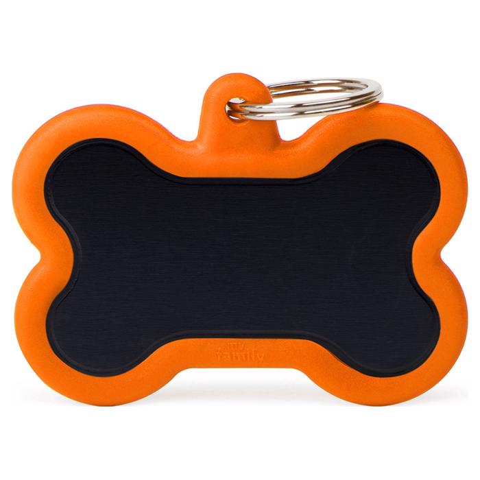 My Family Dog Sign Tysta och starka svarta köttben med orange gummikant