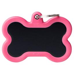 My Family Hundbricka Silent & Strong Svart Ben med Rosa Gummikant