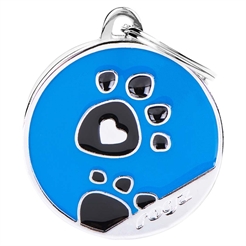 My Family Dog Tag Round Circle i blått med 2 hundtassar Rogz