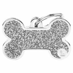 My Family Dog Tag Shine Silver köttben med grå glimmer