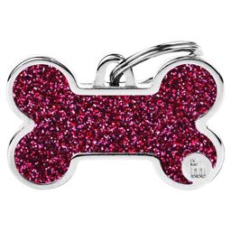 My Family Dog Tag Shine Silver köttben med rosa glitter
